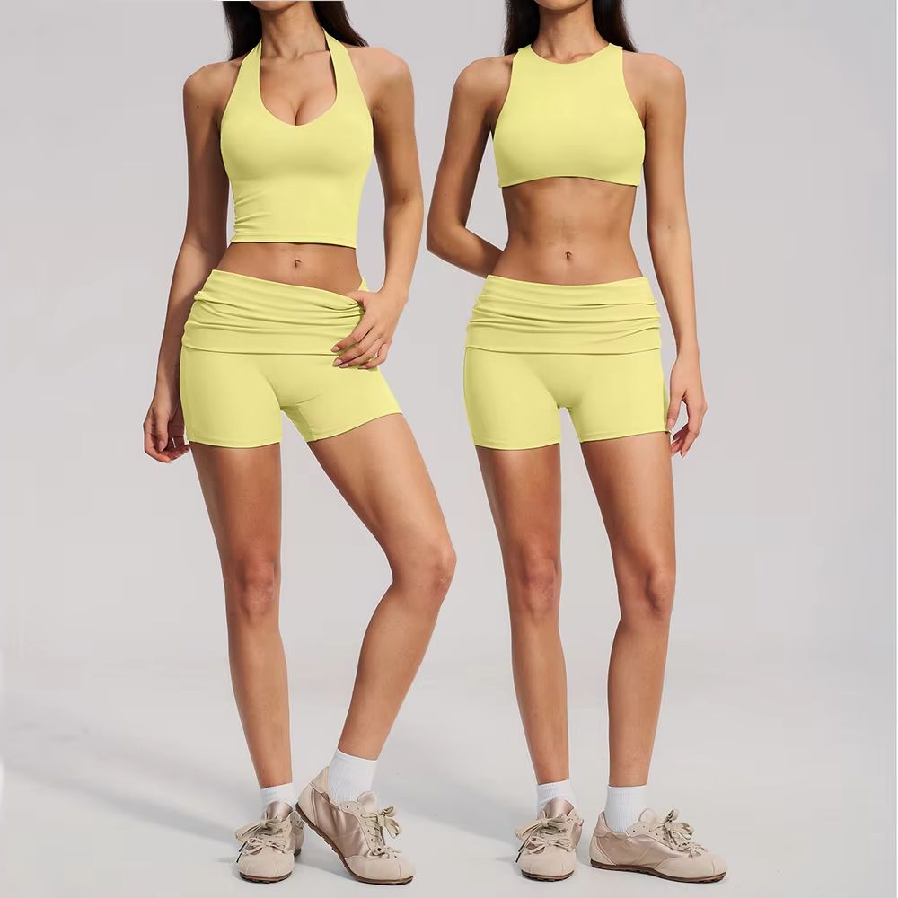 2피스 요가복 여성 운동복 짐웨어 홀터 스포츠 브라 매 - Compression Shorts Athletes 리뷰 및 가격