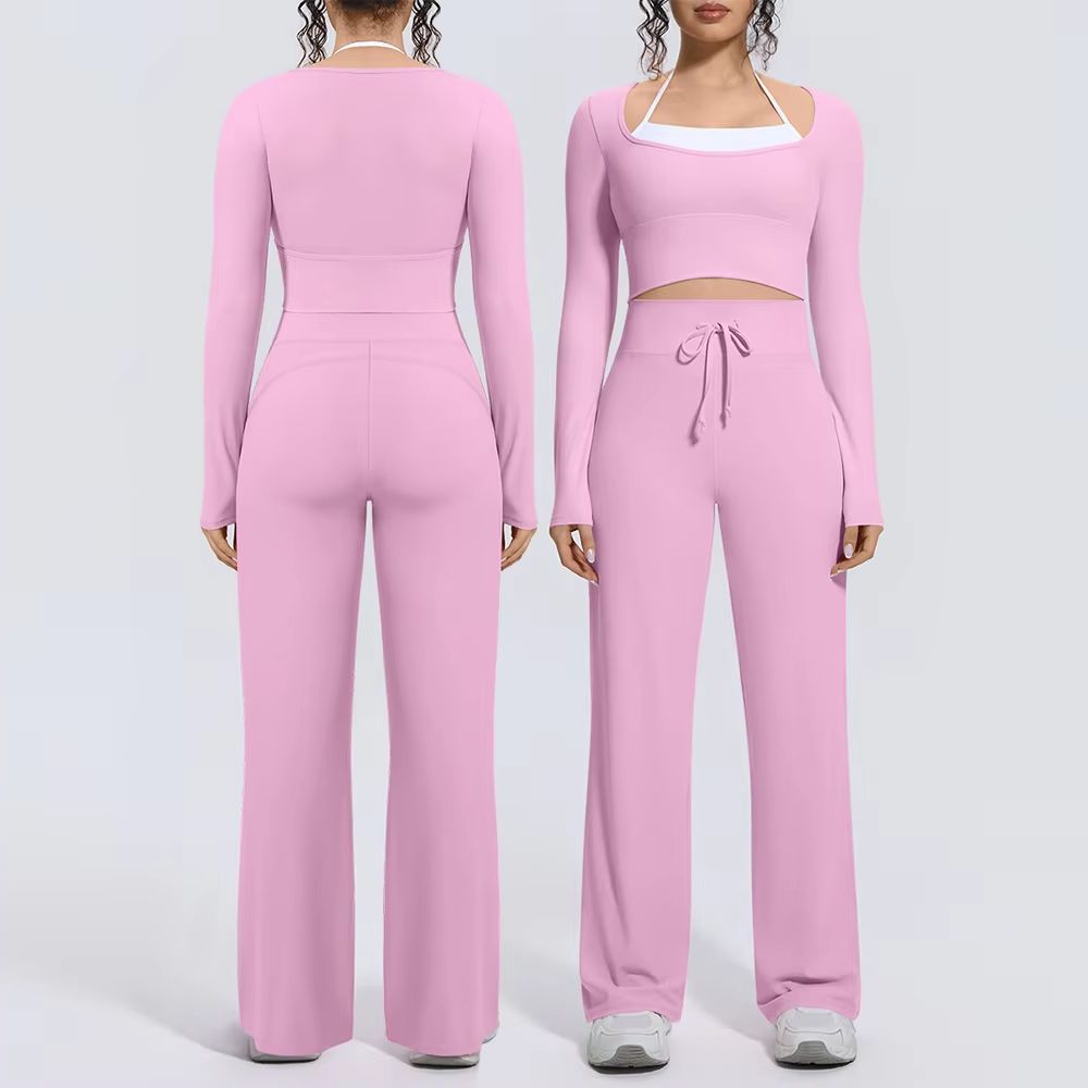 여성 요가복 2피스 세트: 스퀘어넥 긴소매 크롭탑, 하 - Compression Long Pant 리뷰 및 가격